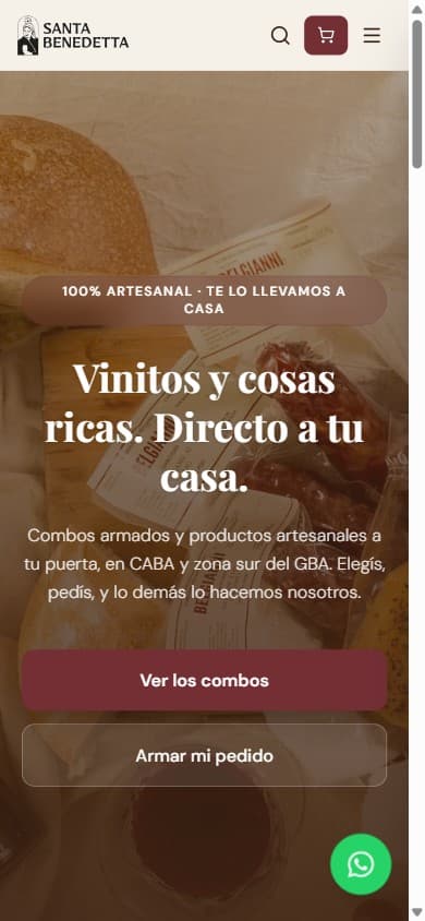 Tienda online de Santa Benedetta en el celular