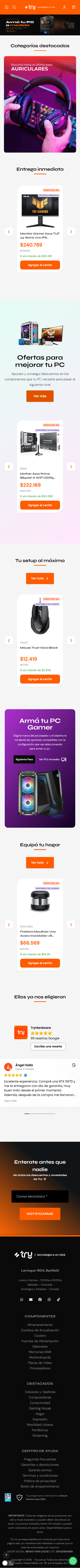 Tienda TryHardware: vista mobile